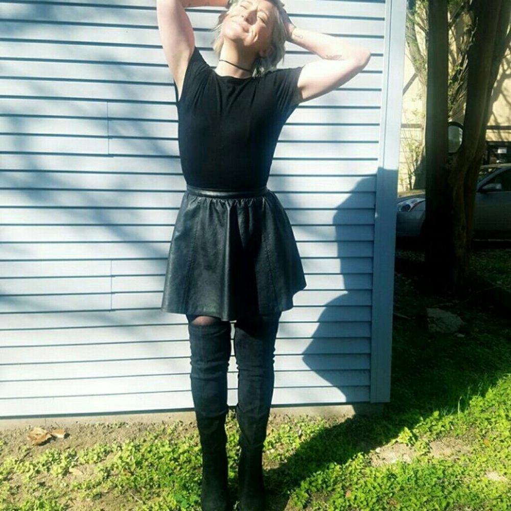 Black leather skirt